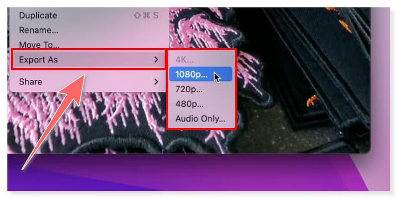 Quicktime Select MOV Resolution