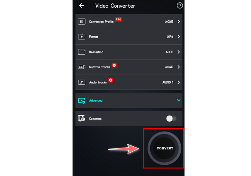 Video Converter App המרת קובץ