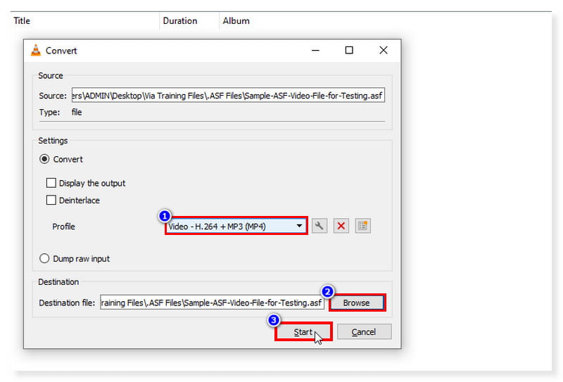 VLC เริ่มแปลงไฟล์ ASF