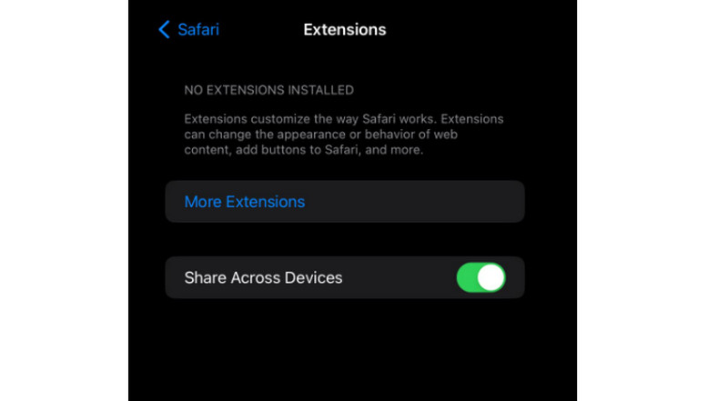 Comprobar la extensión de Safari