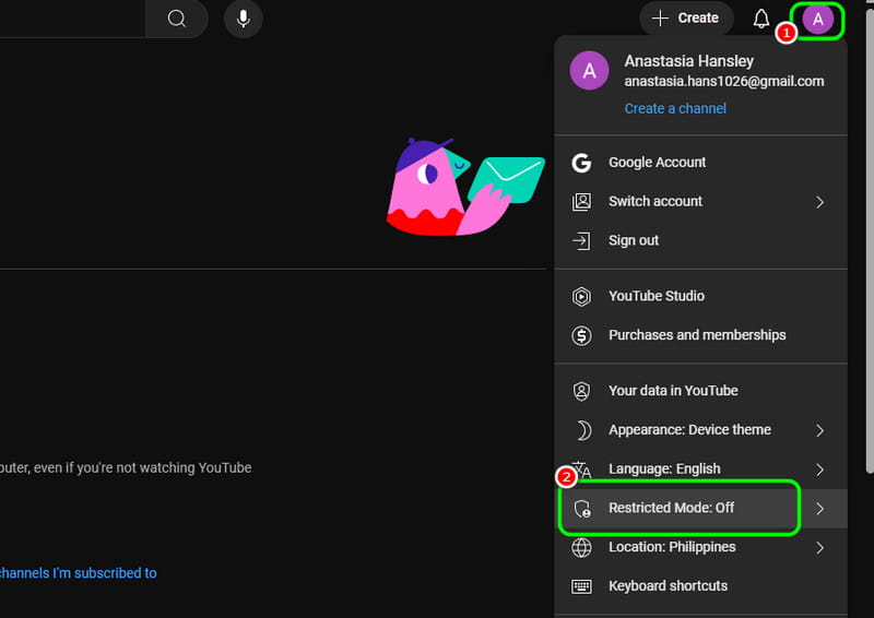 Disabilita la modalità con restrizioni su YouTube