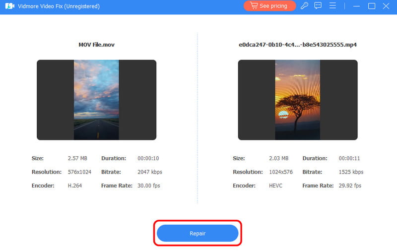 Reparar videos con retrasos en Vidmore