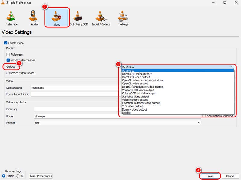 Adjust Output Settings