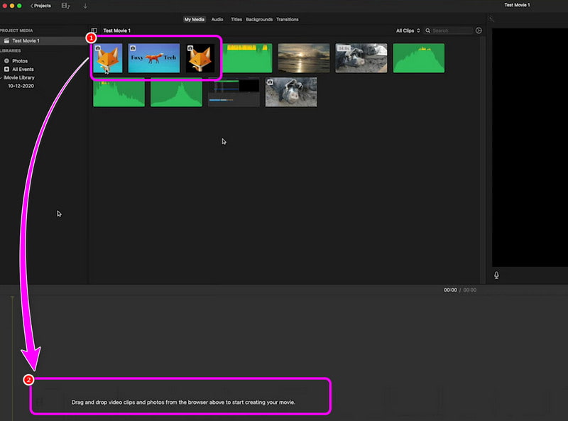 Click Drag MOV iMovie