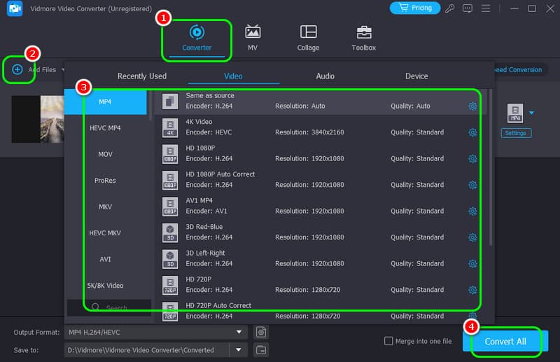 Convertir formato de archivo de vídeo Vidmore