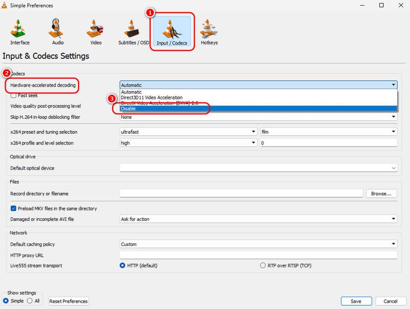 Disable Vlc Hardware Acceleration