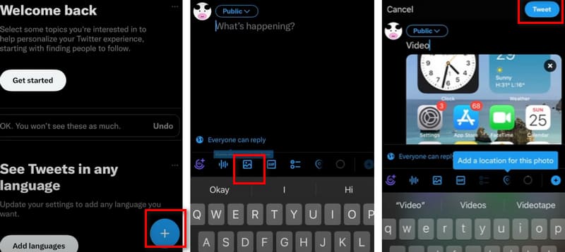 Subida de Twitter móvil