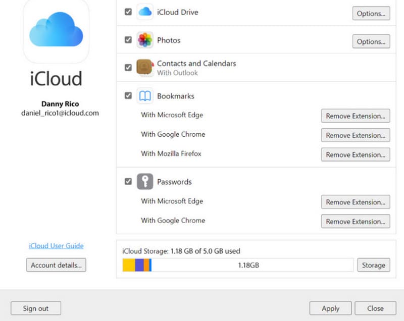 Välj iCloud