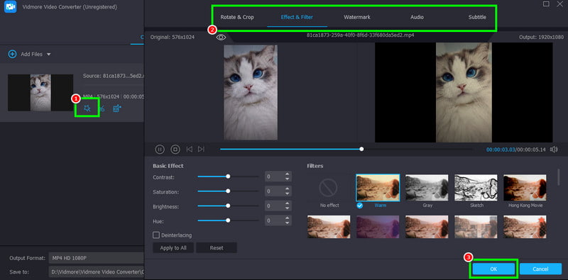 Rediger TikTok-video Vidmore