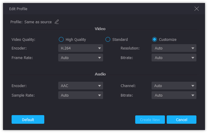 Configuración de perfil de video