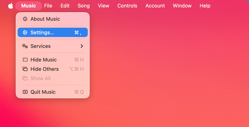 Configurações do Apple Music
