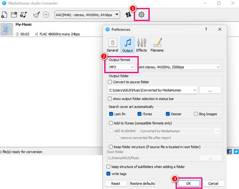 Setting Output Format Mp3 Mediahuman
