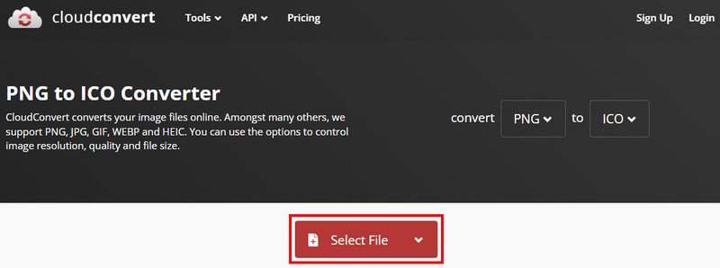 Vælg File Cloudconvert
