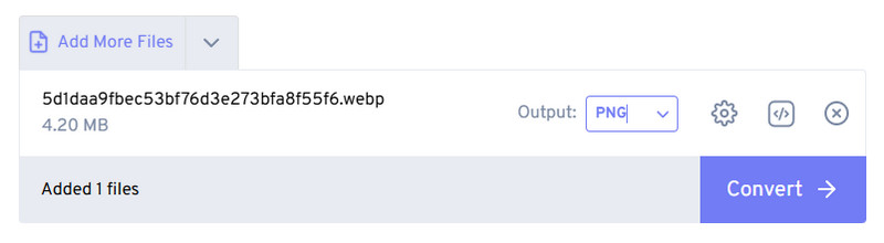 Besplatni pretvarač Webp u PNG