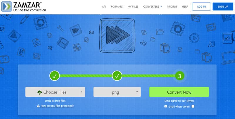 Pretvarač Zamzar Webpa u PNG