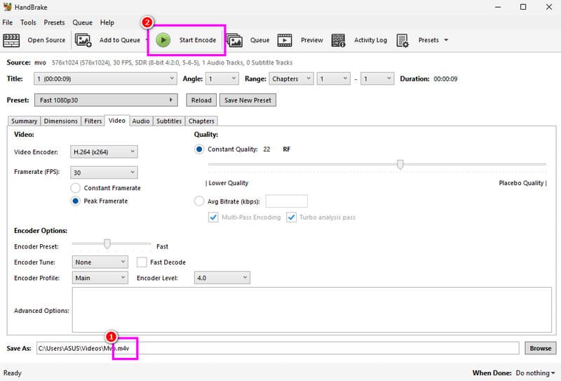 Change Mov to M4V Handbrake