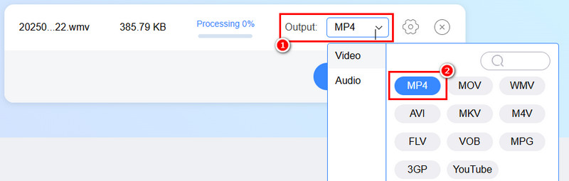 Wyjście Wybierz MP4 Vidmore Online