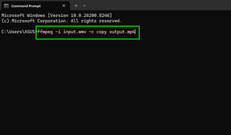 Przenieś WMV do MP4 Ffmpeg