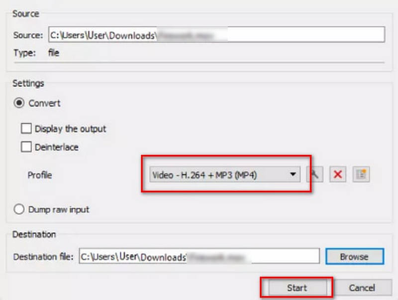 Dati di avvio di VLC