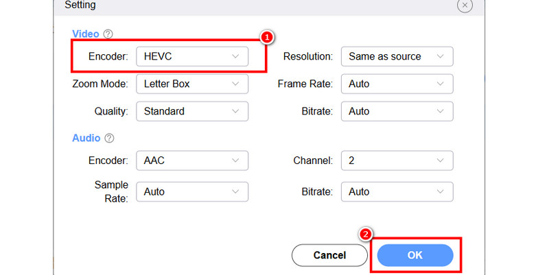 Ρυθμίσεις Κωδικοποιητή Hevc Vidmore