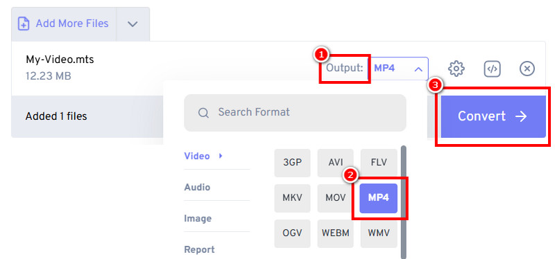 Pretvori Mts u MP4 besplatno