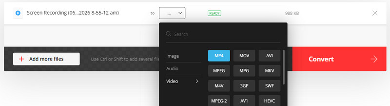 Chuyển đổi HEVC sang MP4 trực tuyến
