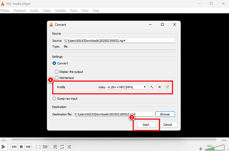 Convert Trp to MP4 VLC