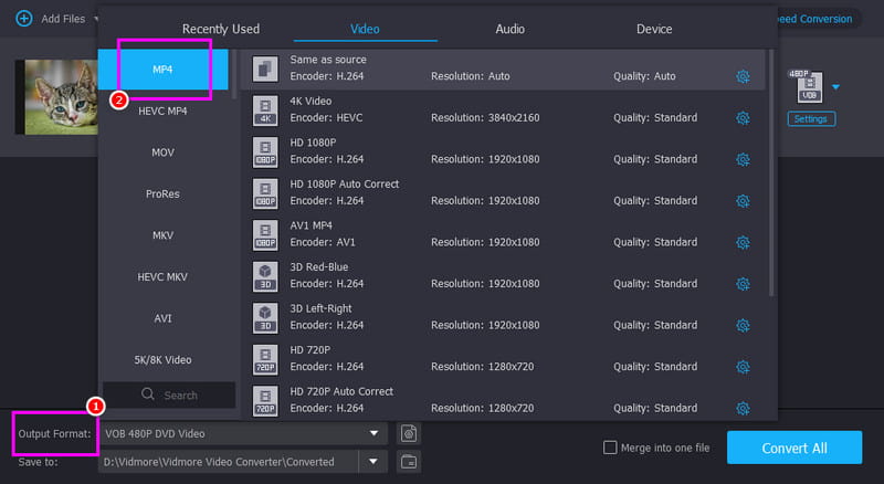 Output Format MP4 Vidmore