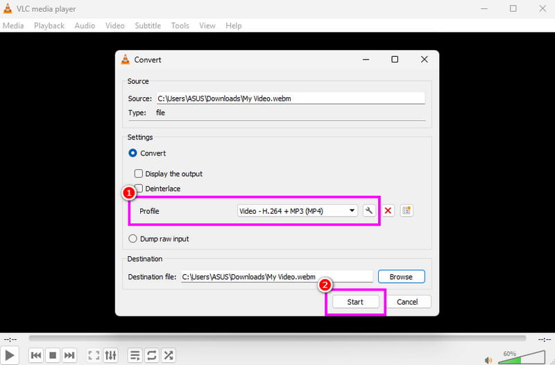 Pokretanje profila VLC