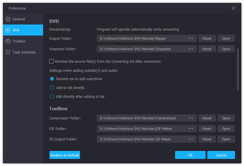 Configuración del desgarrador