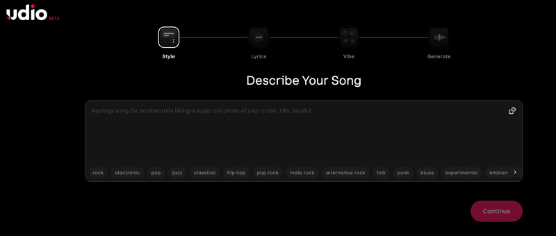 Creator de muzică Udio AI