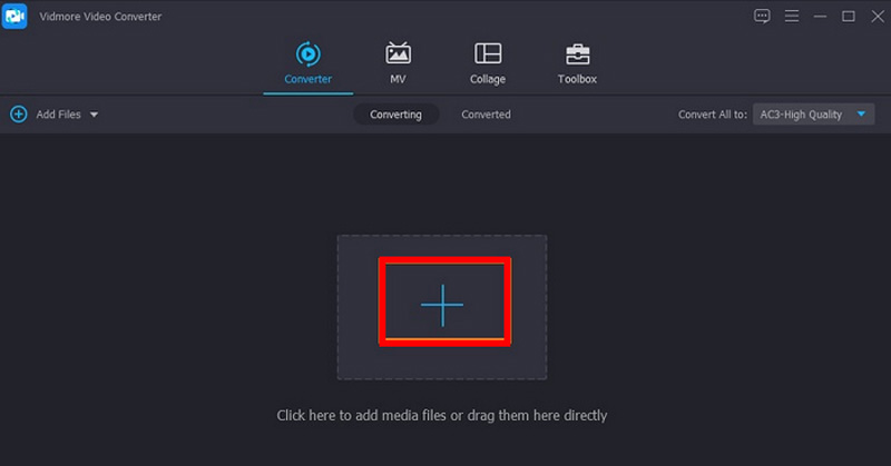 Vidmore Video Converter-uppladdning