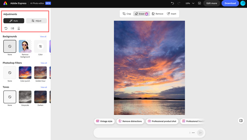 Adobe Express Image Enhancer Auto
