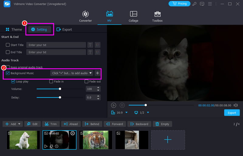 Settings Background Music Vidmore