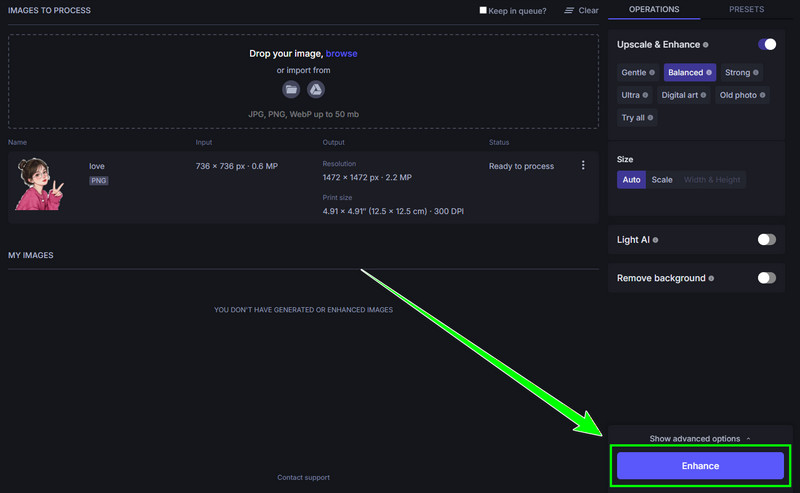 Κάντε κλικ στο κουμπί Βελτίωση Επιτρέπει τη βελτίωση