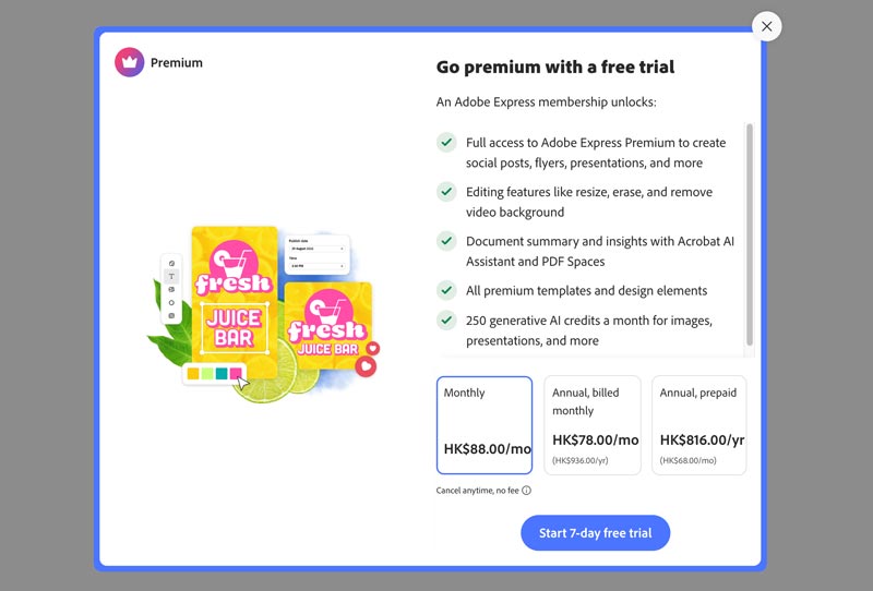 Adobe Express Premium Planı