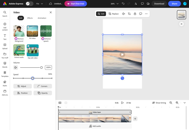 Adobe Express Video Düzenleyiciyi kullanın.