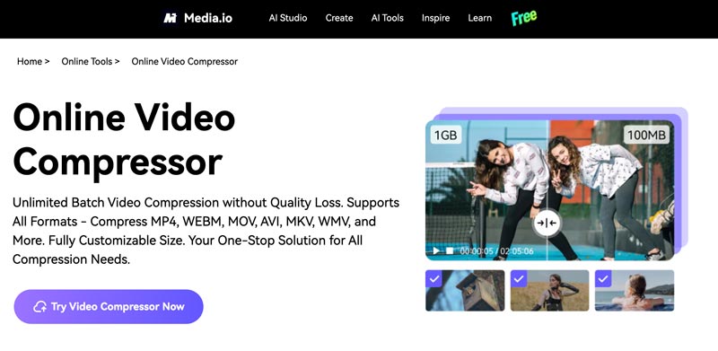 מדחס וידאו מקוון של Media Io