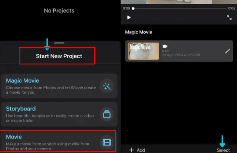 Επιλογή ταινίας Imovie