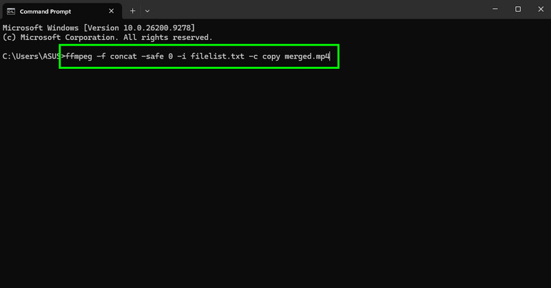 Kombinera video FFmpeg