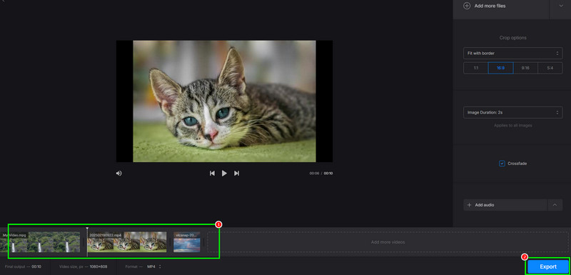 Sammanfoga videor Clideo