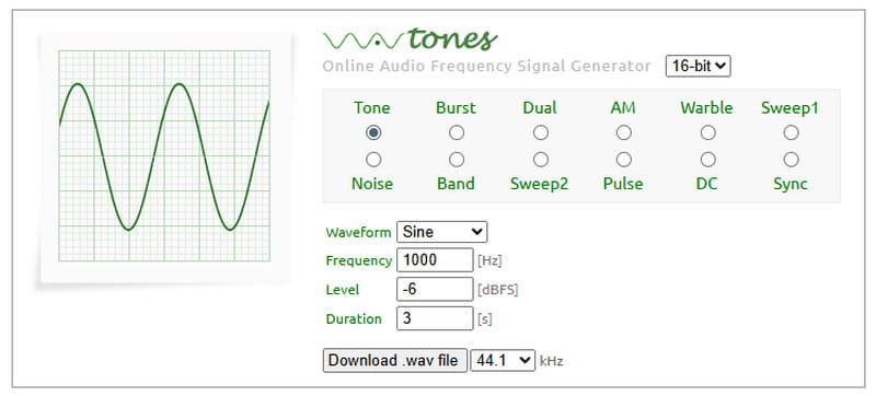 Wavtones 톤 생성기