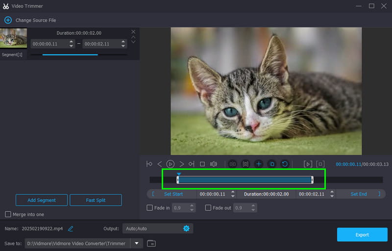 Trimma video Vidmore