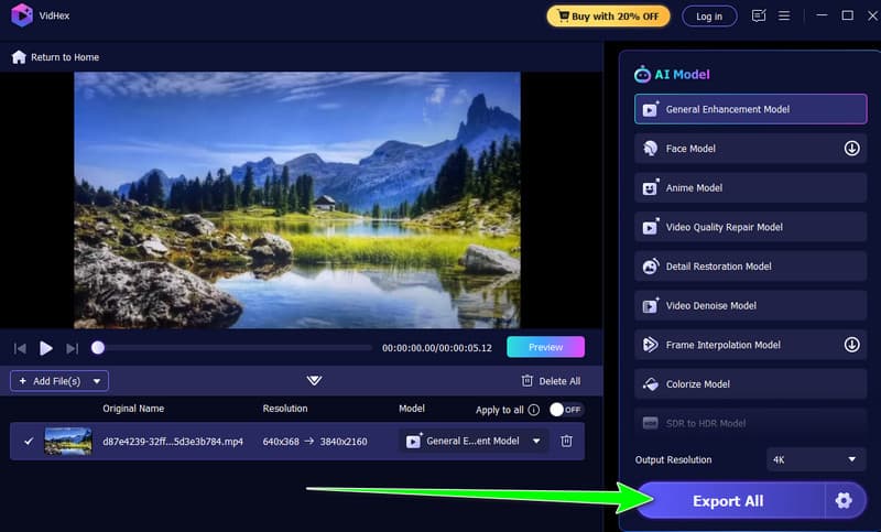 Eksporter forbedret video Vidmore