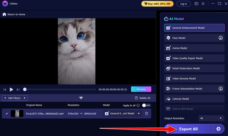 Esporta Salva Video migliorato Vidmore
