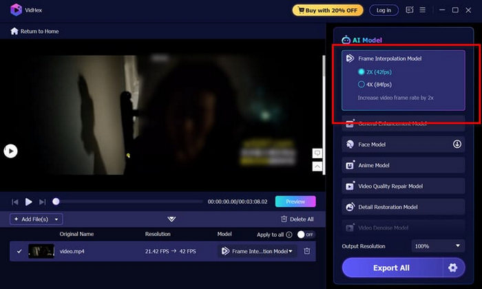 Vidmore Video Enhancer Frame Interpolation Choose