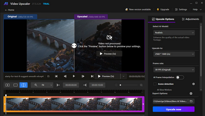 नेरो एआई वीडियो अपस्केलर