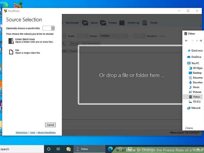 Kézifék Videó képkockasebességének módosítása Importálás
