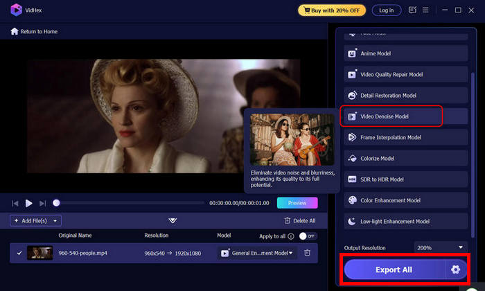 Vidmore videójavító exportálása