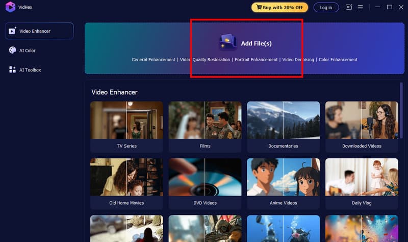 Legg til filer-knapp Vidmore